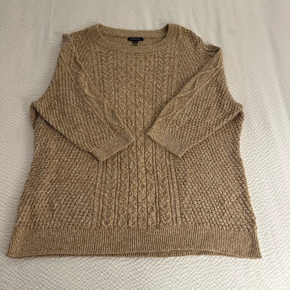 Lands' End Women's Tan Cable Knit Sweater Size 2X - Picture 2 of 7
